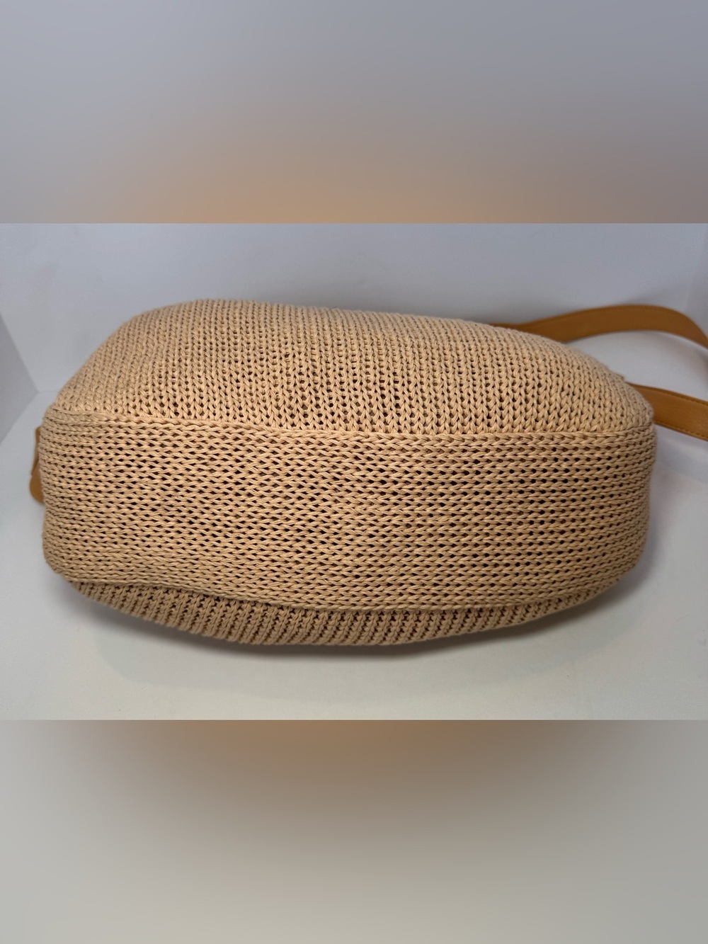 Americana by Sharif Boho Tan Woven Crochet Knit Slouchy Hobo Shoulder Bag - Picture 6 of 14